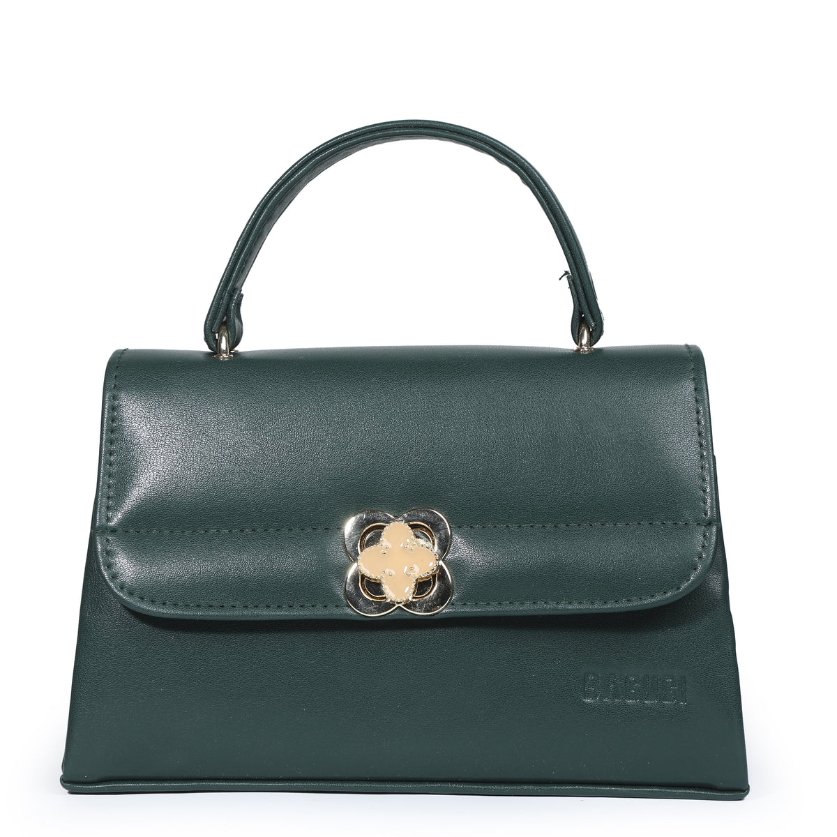 Army Green Flower-Lock Messenger Bag