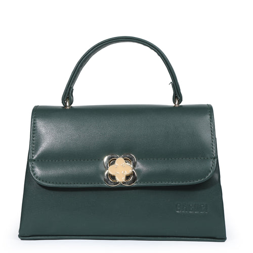 Army Green Flower-Lock Messenger Bag