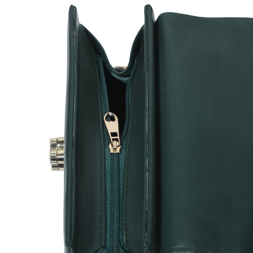 Army Green Flower-Lock Messenger Bag