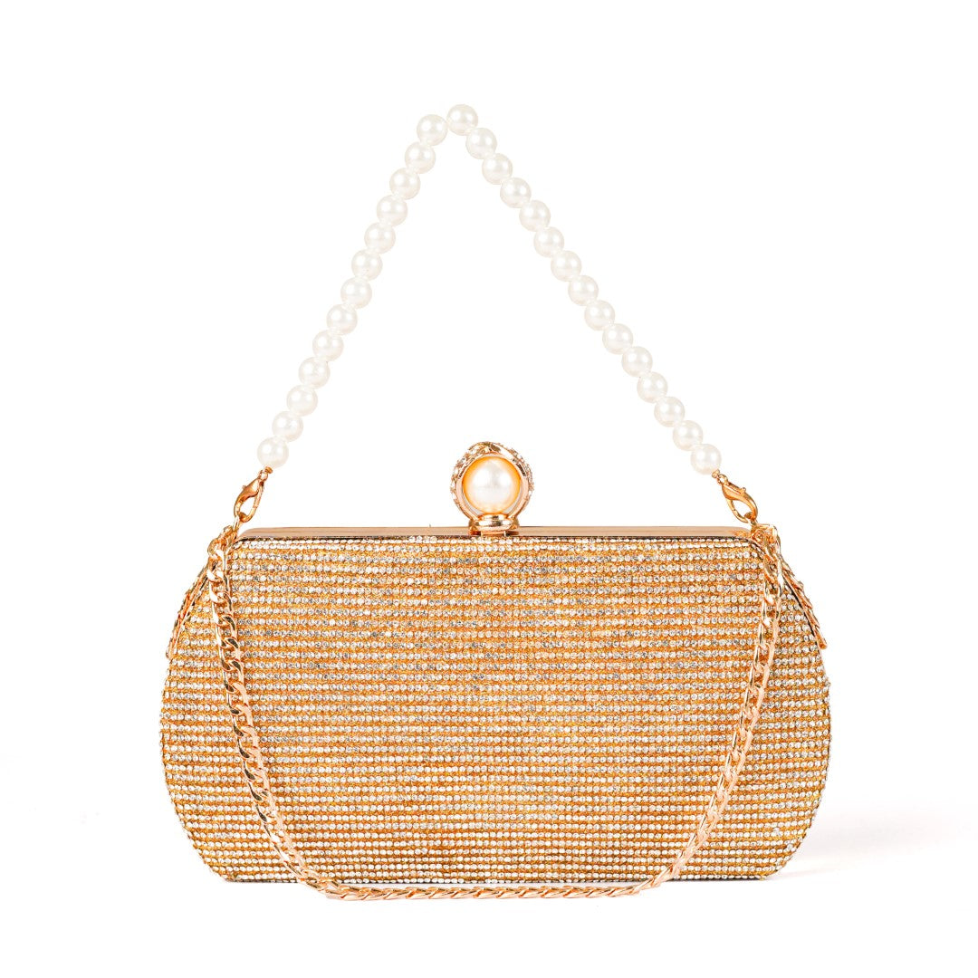 Silver Pearl Chain Clutch