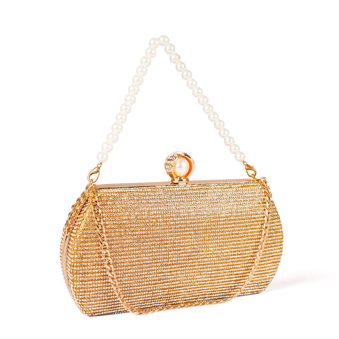 Silver Pearl Chain Clutch