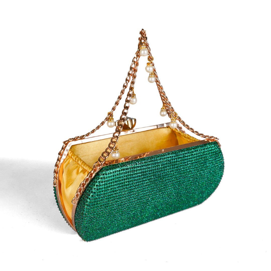 Silver Pearl Chain Clutch