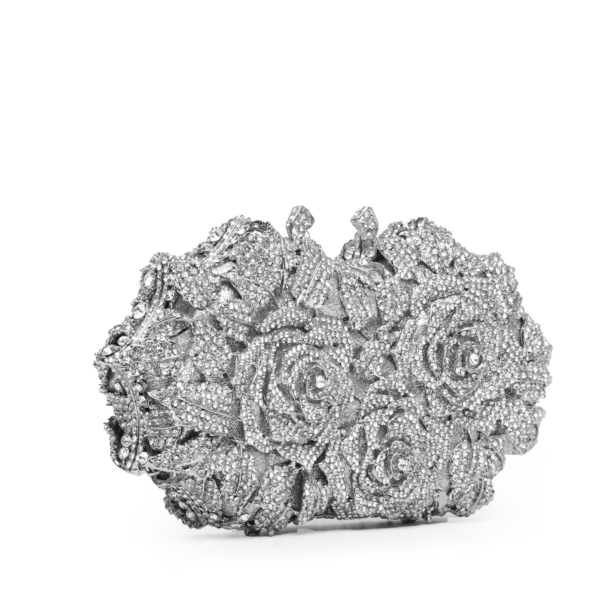 Silver Royal Flowers Clutch