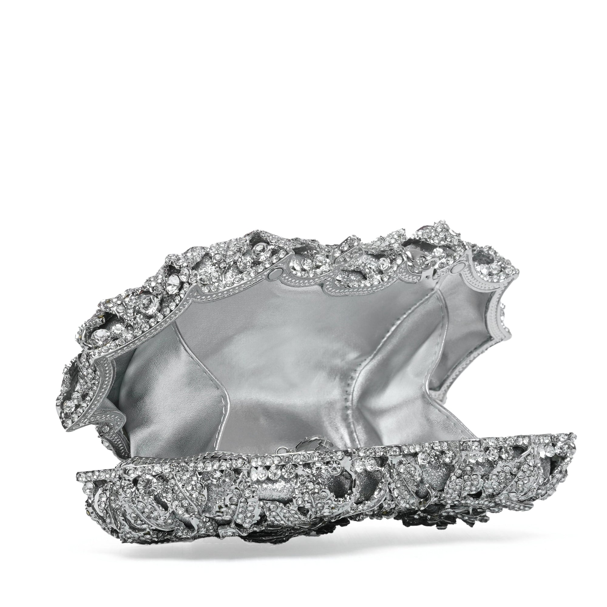 Silver Royal Flowers Clutch