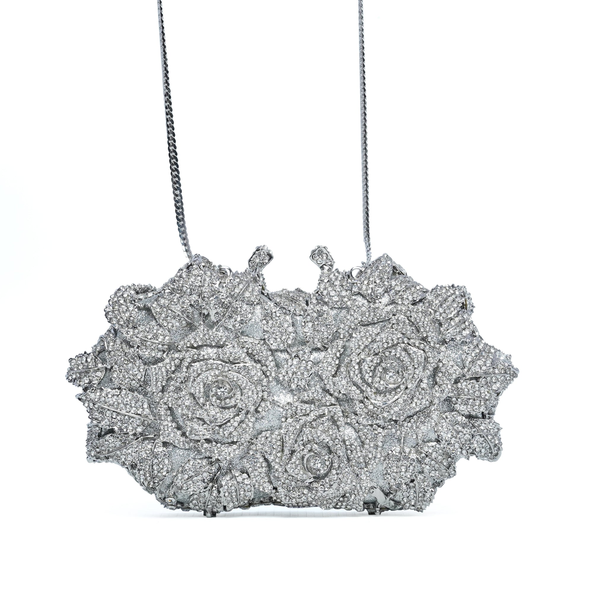 Silver Royal Flowers Clutch