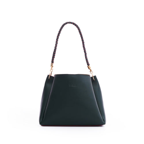 Army Green Bucket Handbag With Braided Handle
